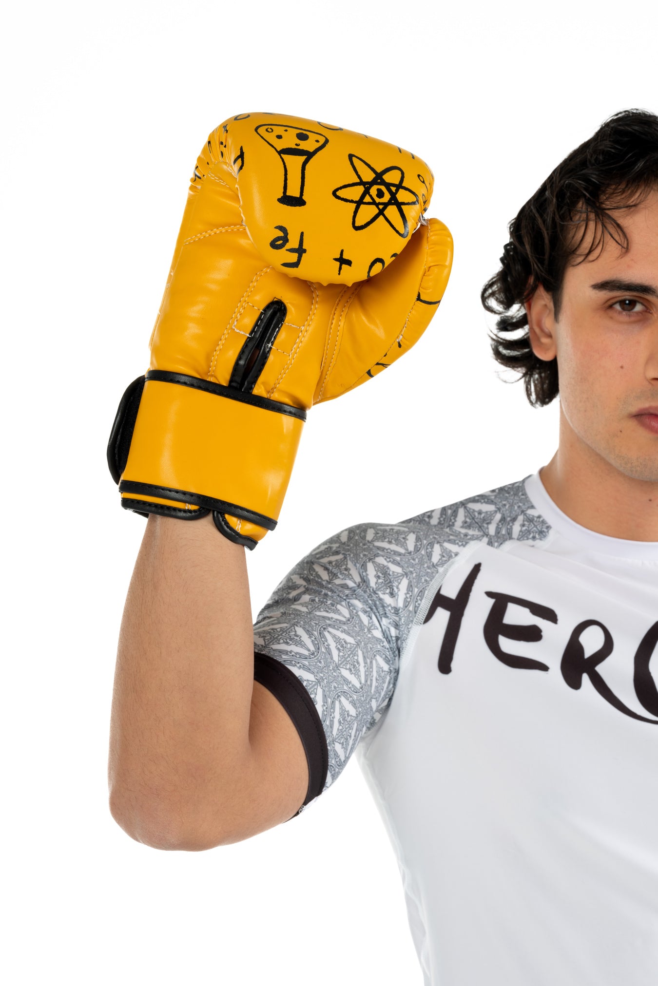 Profesyonel H2O Desenli Sarı Boks Eldivenleri - Hercules
