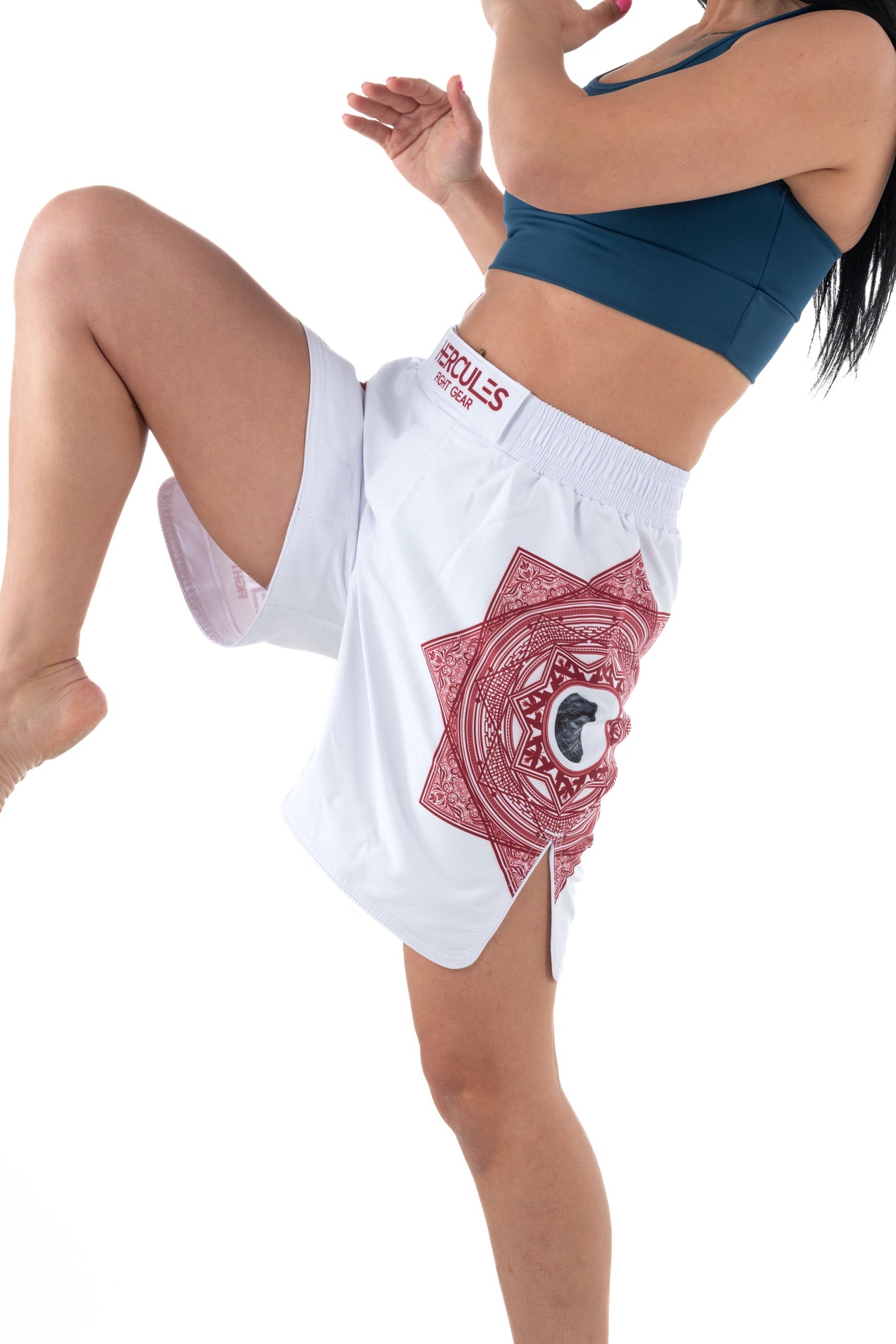 Beyaz Desenli Dövüş, Antrenman, Fitness Ve Spor Şortu - Hercules