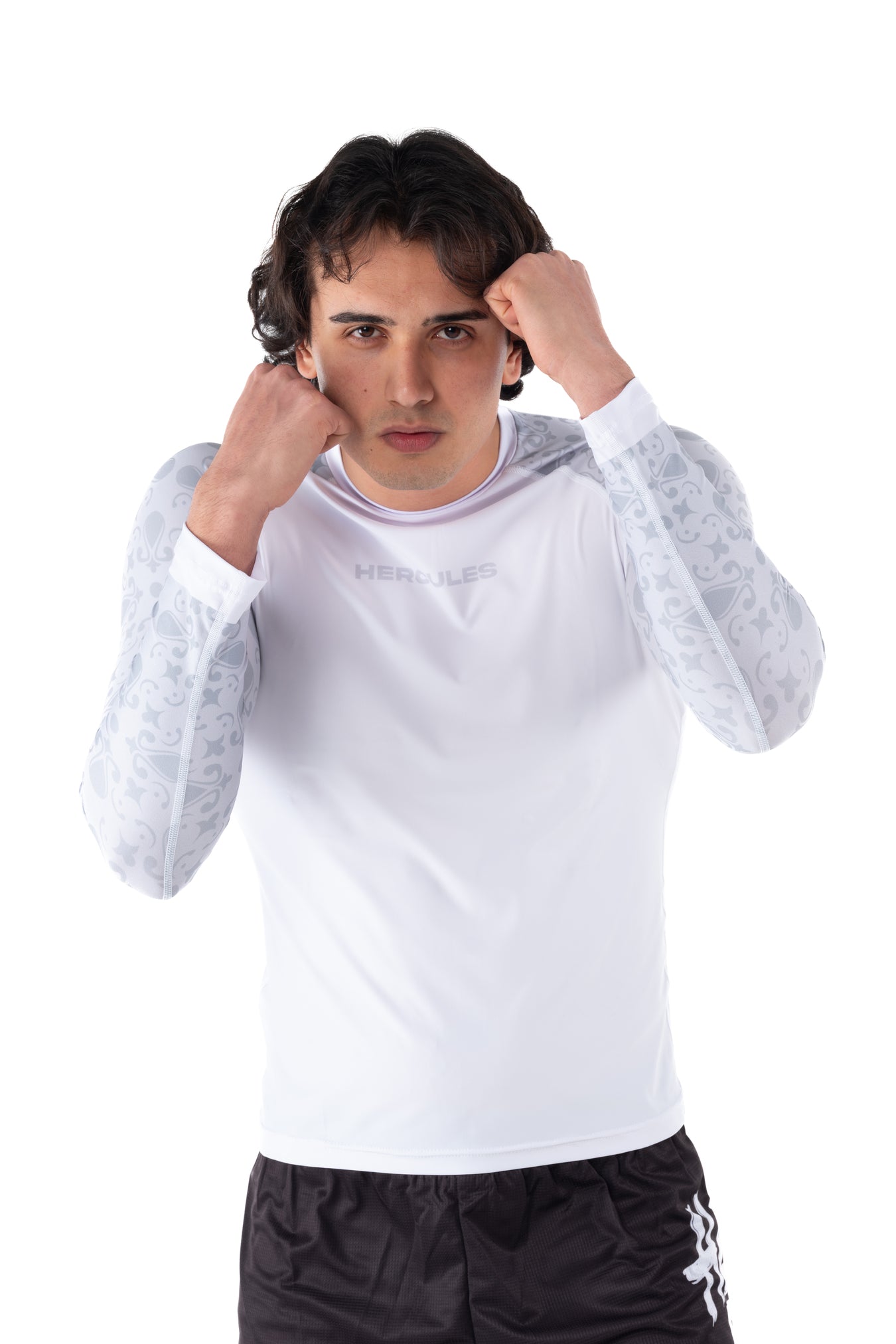 Erkek Uzun Kollu Rashguard – Beyaz, Hercules | MMA ve Antrenmanlar İçin - Hercules