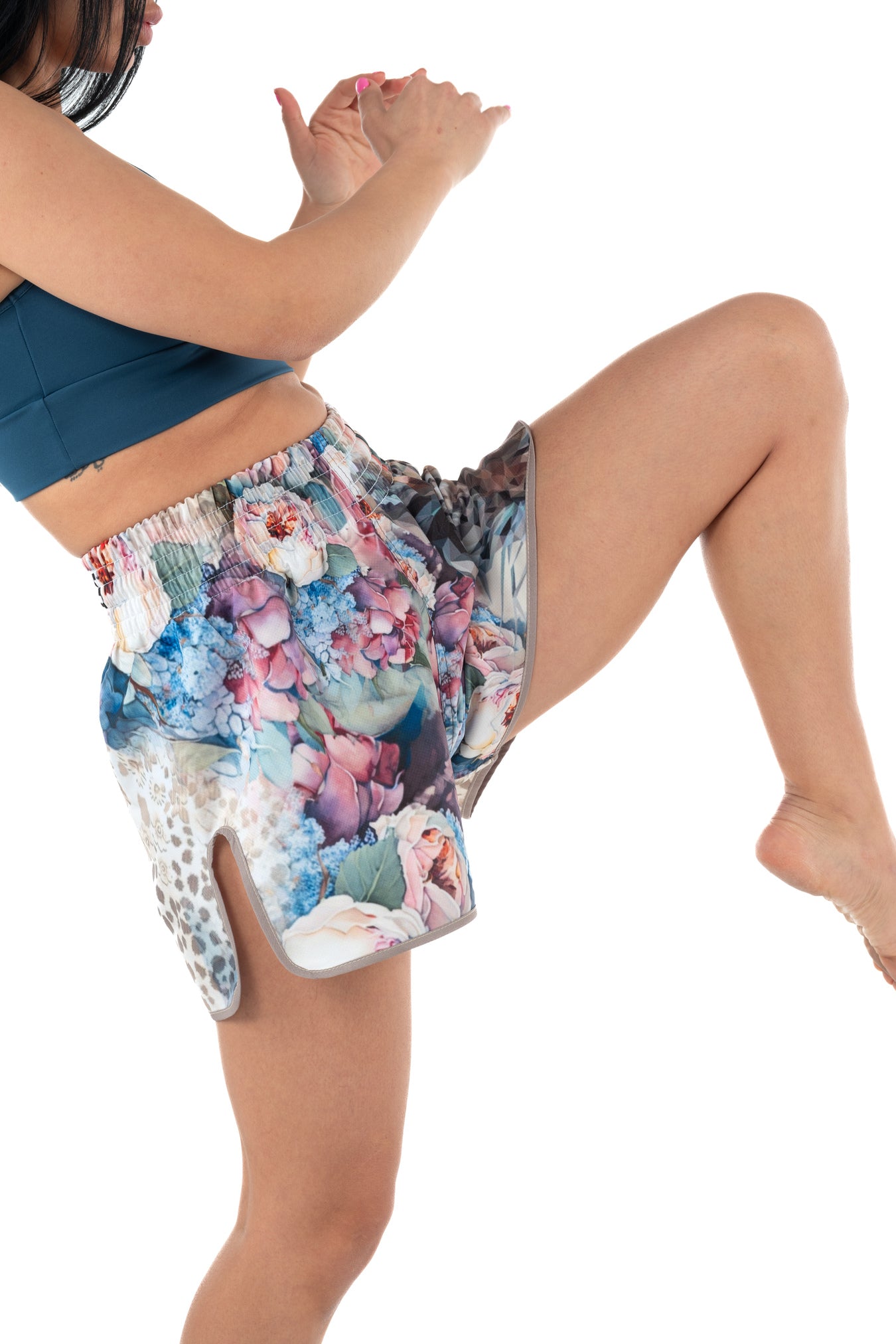 Leopar ve Çiçek Desenli Dövüş, Antrenman, Fitness Ve Spor Şortu - Hercules