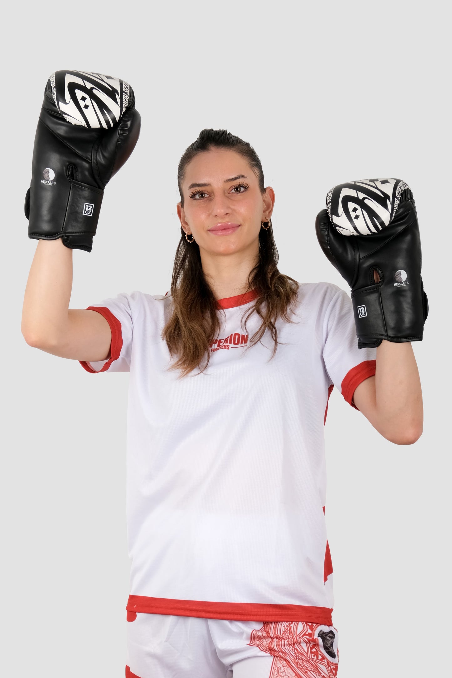 Hercules Fight Gear Desenli Siyah Beyaz Boks, Kickboks Eldiveni - Profesyonel Antrenman İçin - Hercules