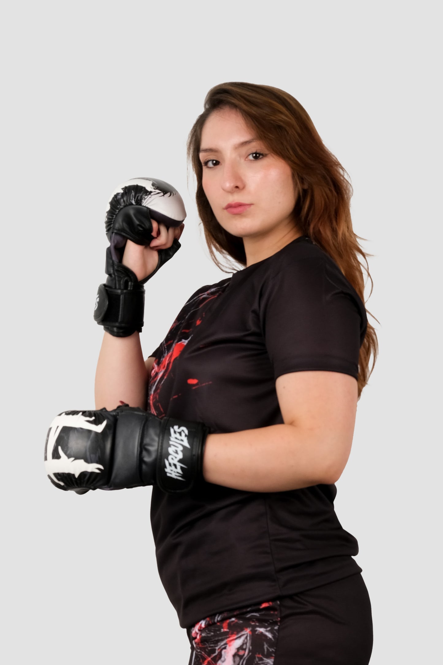 Hercules Fight Gear MMA Eldiveni - Ejderha Desenli Siyah-Beyaz - Grappling, BJJ, Cage Fighting - Hercules