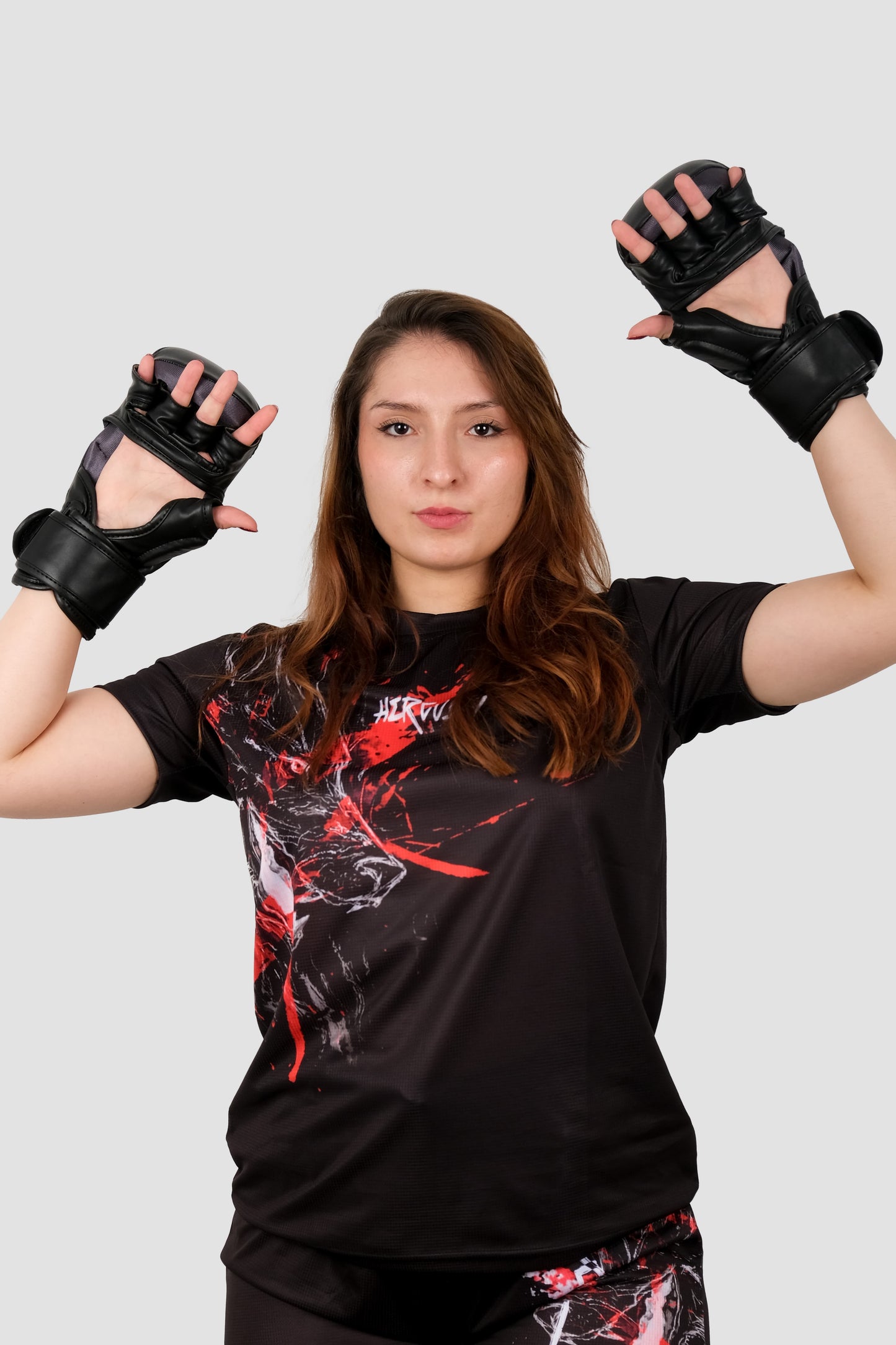 Hercules Fight Gear MMA Eldiveni - Aslan Desenli Siyah - Grappling, BJJ, Cage Fighting - Hercules