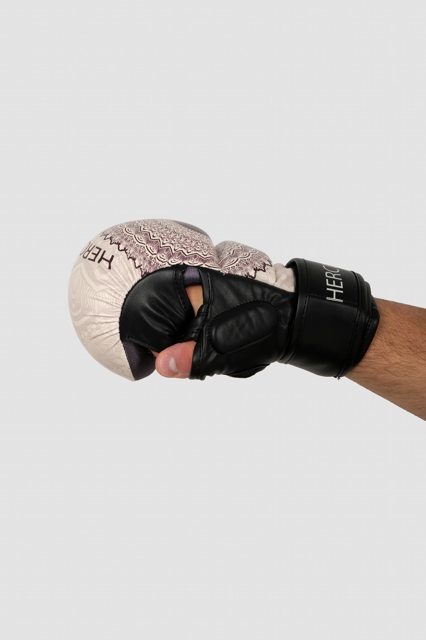 Hercules Fight Gear MMA Eldiveni - Desenli Bej Siyah - Profesyonel Grappling & Cage Fighting - Hercules