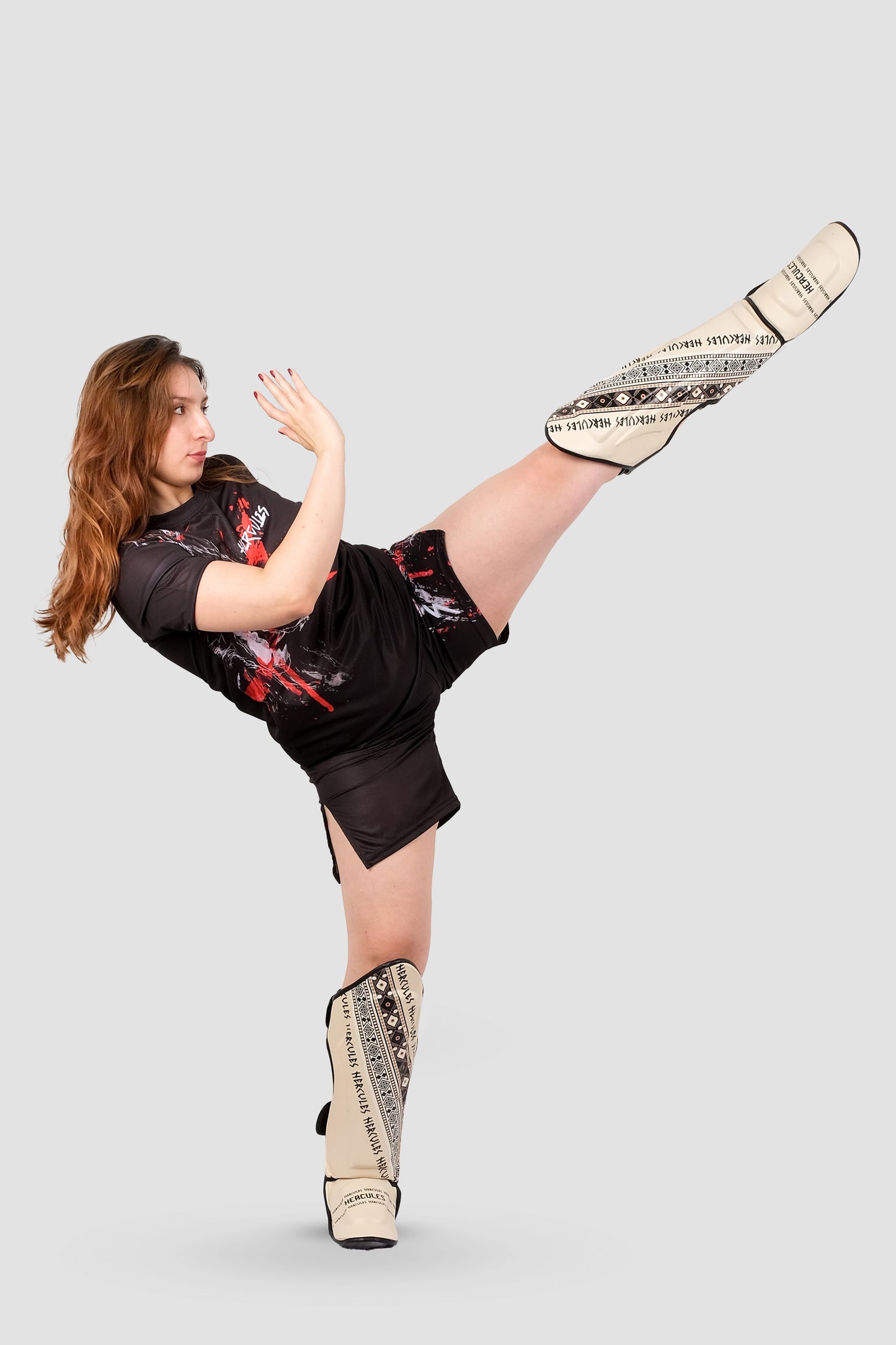 Hercules Fight Gear Kaval Koruyucu - Tribal Desenli Bej - Kickboks, Muay Thai, Taekwondo - Hercules