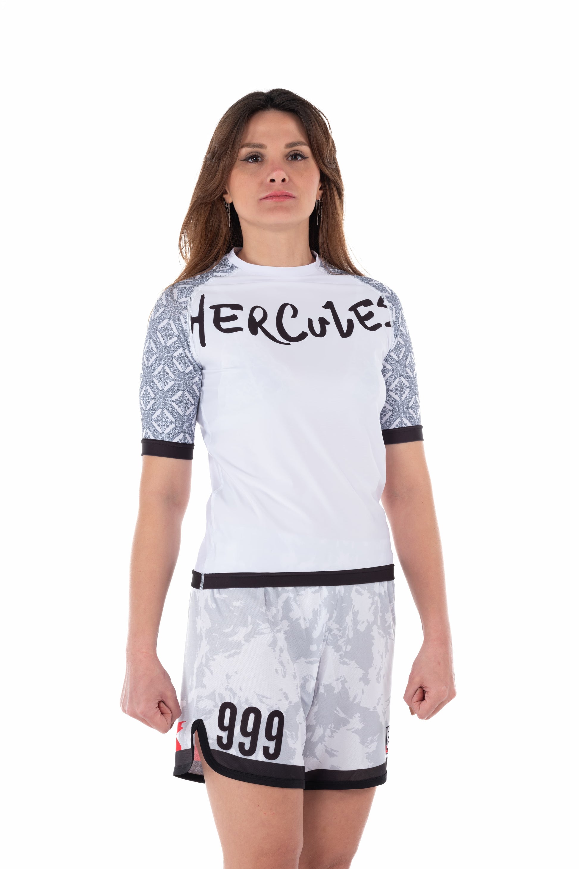 Kadın Kısa Kollu Rashguard – Beyaz | MMA ve Antrenmanlar İçin - Hercules
