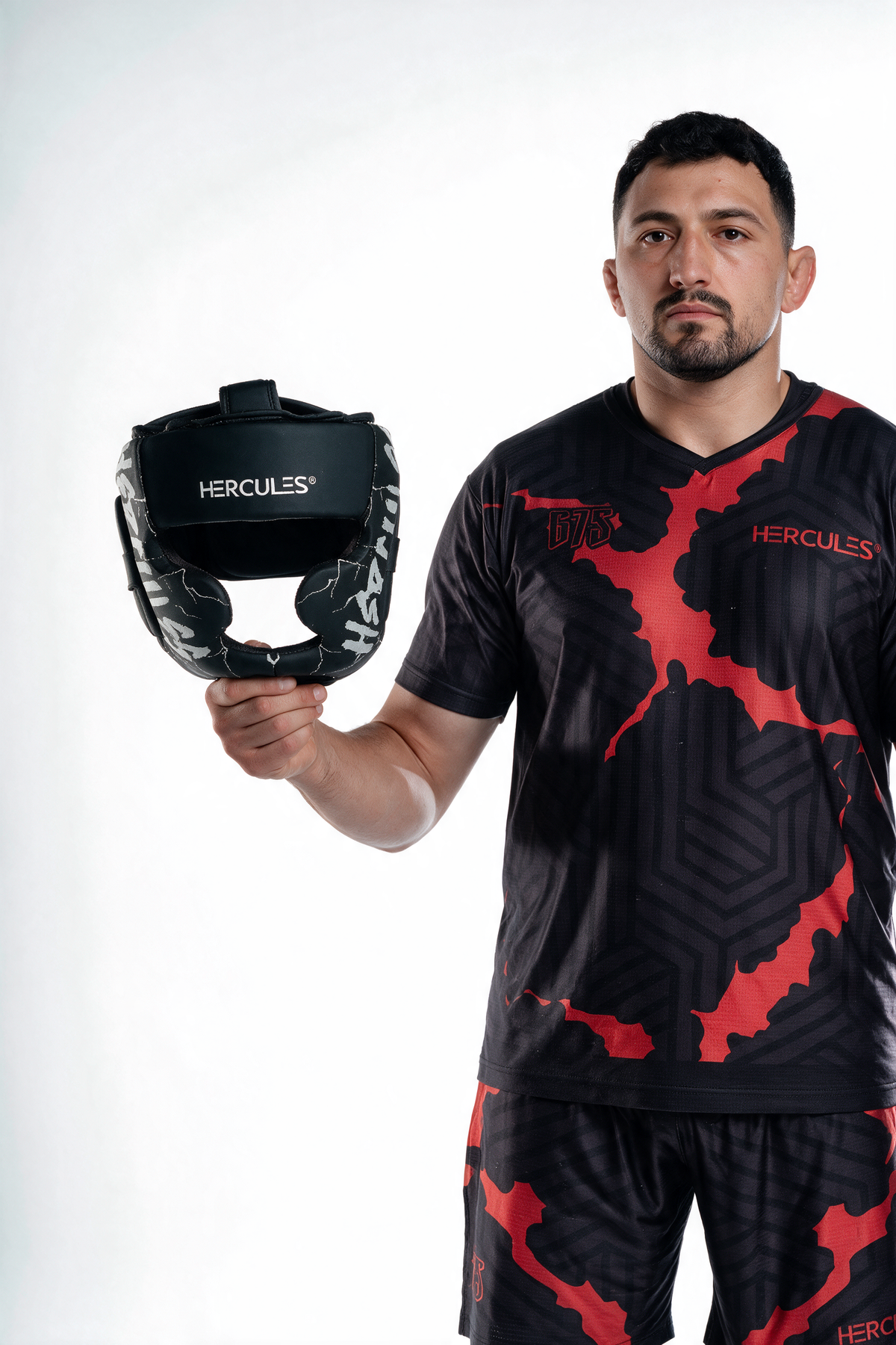 Hercules Fight Gear Kafa Koruyucu - Siyah Beyaz Şimşekli - Boks, MMA, Kickboks