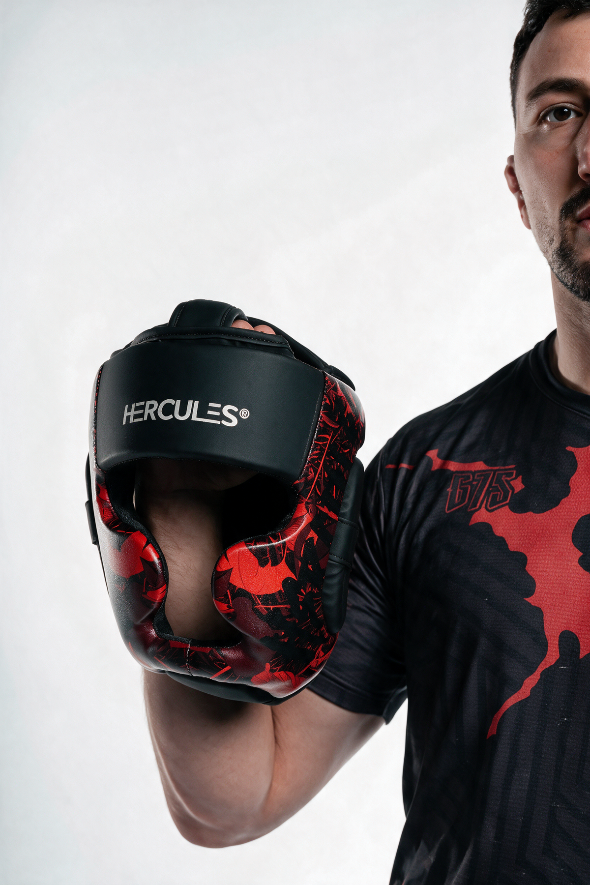 Hercules KORX 1.2 Siyah Kırmızı Desenli Kafa Koruyucu - Boks, MMA, Kickboks