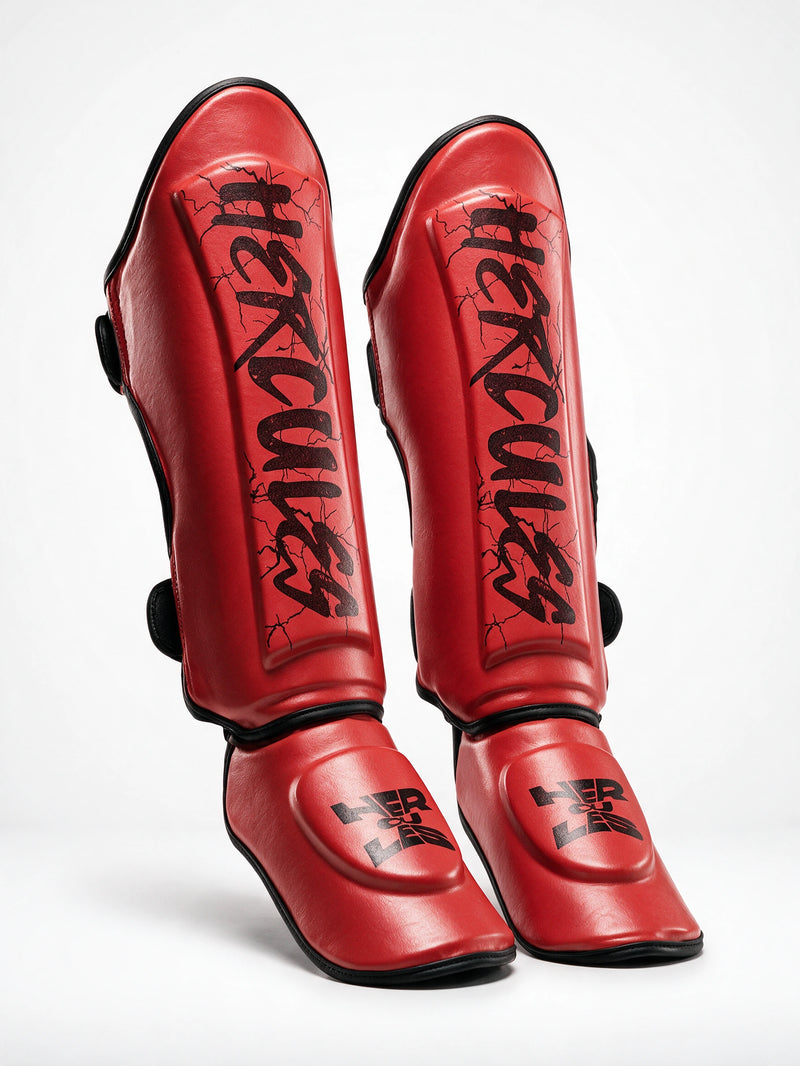 Hercules AIGIS 1.3 Kırmızı Şimşek Desenli Kaval Koruyucu | Shin Guard