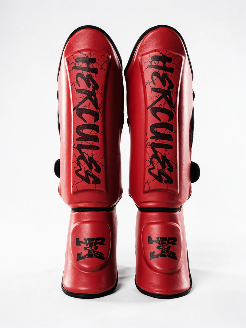 Hercules AIGIS 1.3 Kırmızı Şimşek Desenli Kaval Koruyucu | Shin Guard