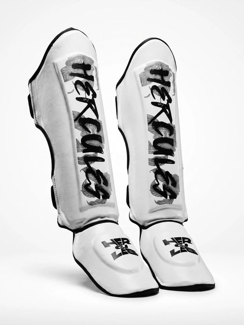 Hercules AIGIS 1.2 Beyaz Çiçek Desenli Kaval Koruyucu | Shin Guard