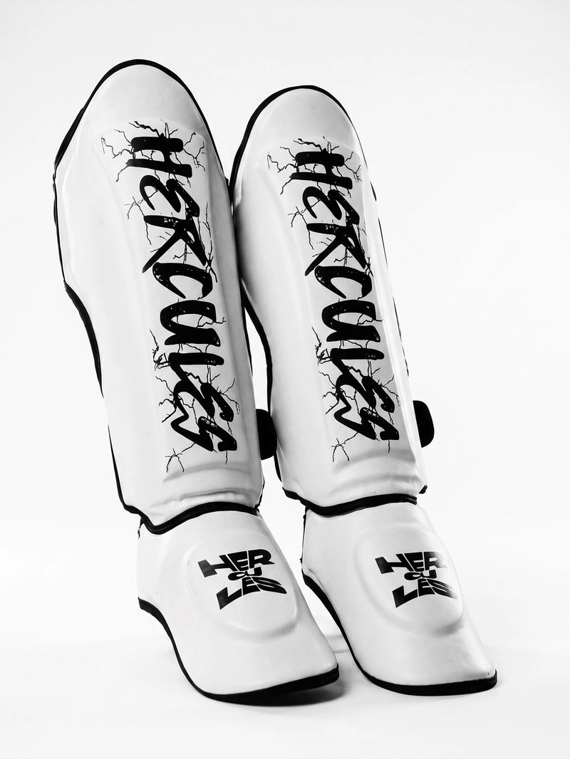 Hercules AIGIS 1.3 Beyaz Şimşek Desenli Kaval Koruyucu | Shin Guard