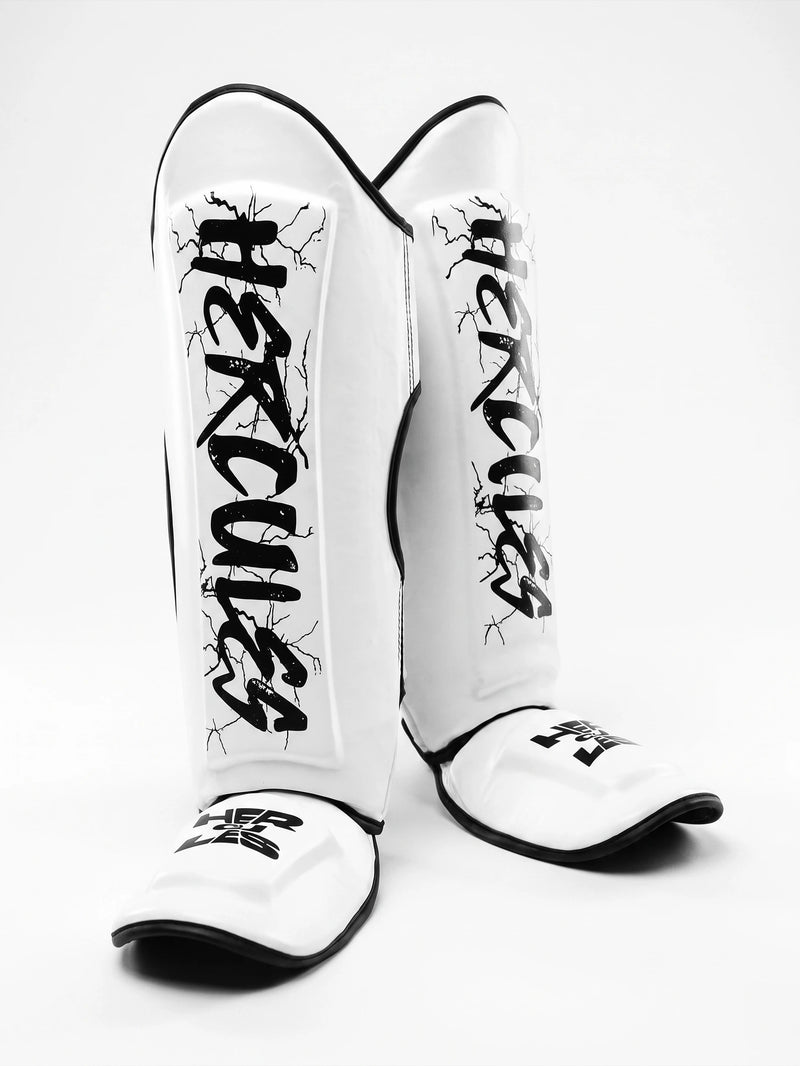 Hercules AIGIS 1.3 Beyaz Şimşek Desenli Kaval Koruyucu | Shin Guard