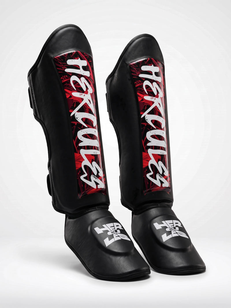 Hercules AIGIS 1.4 Siyah Kırmızı Desenli Kaval Koruyucu | Shin Guard