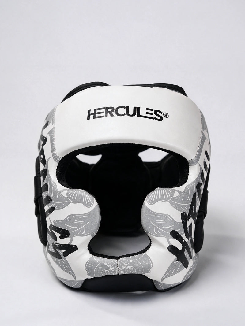 Hercules Fight Gear Kafa Koruyucu - Beyaz Çiçek Desenli - Boks, MMA, Kickboks