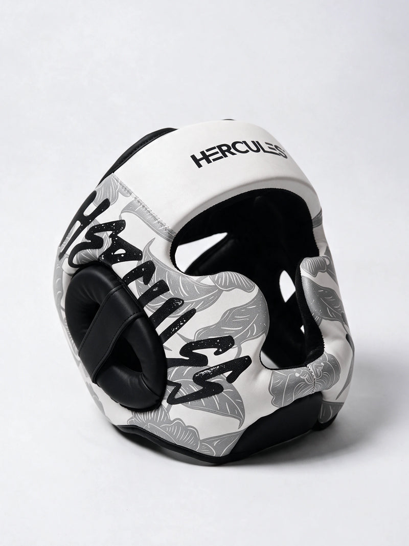 Hercules Fight Gear Kafa Koruyucu - Beyaz Çiçek Desenli - Boks, MMA, Kickboks