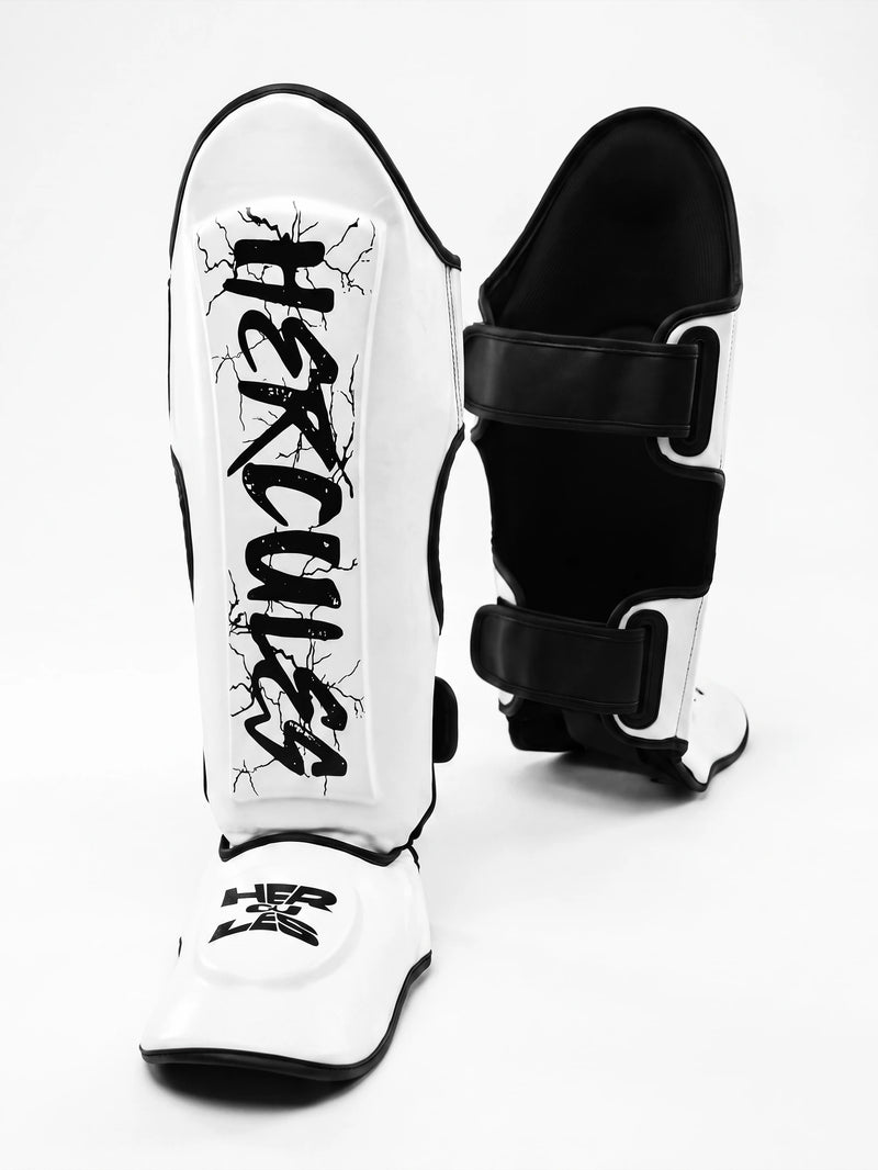 Hercules Beyaz - Şimşek Desenli Kaval Koruyucu | Shin Guard