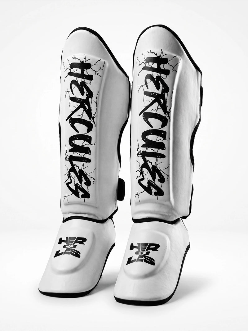 Hercules Beyaz - Şimşek Desenli Kaval Koruyucu | Shin Guard