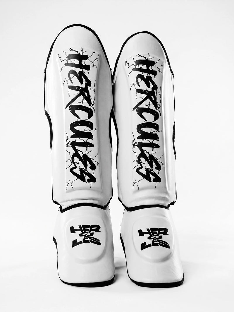 Hercules Beyaz - Şimşek Desenli Kaval Koruyucu | Shin Guard