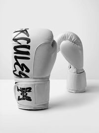 Hercules Beyaz Siyah Profesyonel Boks ve Kickboks Eldiveni