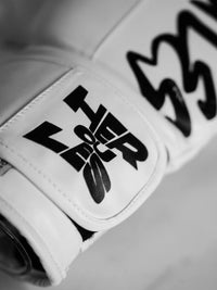 Hercules Beyaz Siyah Profesyonel Boks ve Kickboks Eldiveni