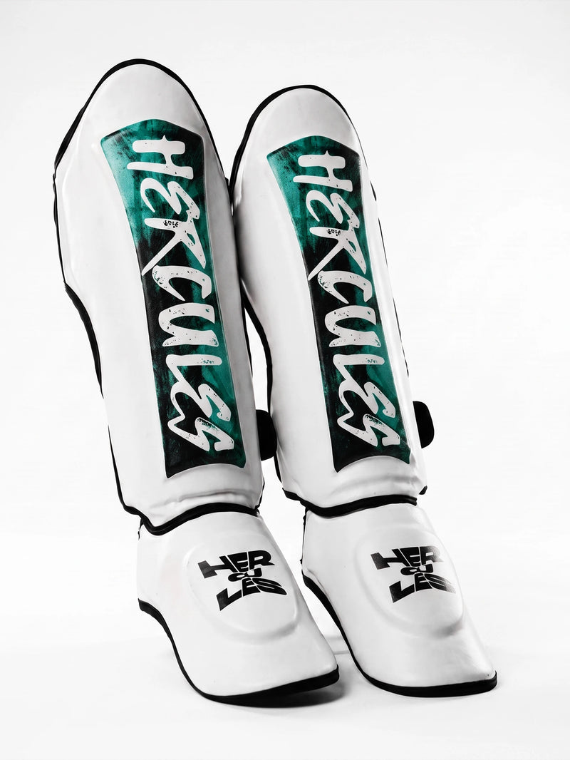 Hercules Beyaz - Yeşil Desenli Kaval Koruyucu | Shin Guard
