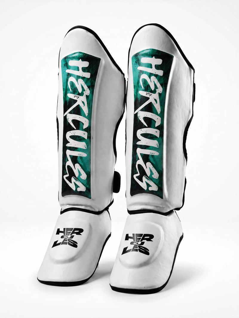 Hercules Beyaz - Yeşil Desenli Kaval Koruyucu | Shin Guard