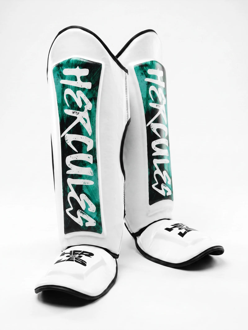Hercules Beyaz - Yeşil Desenli Kaval Koruyucu | Shin Guard