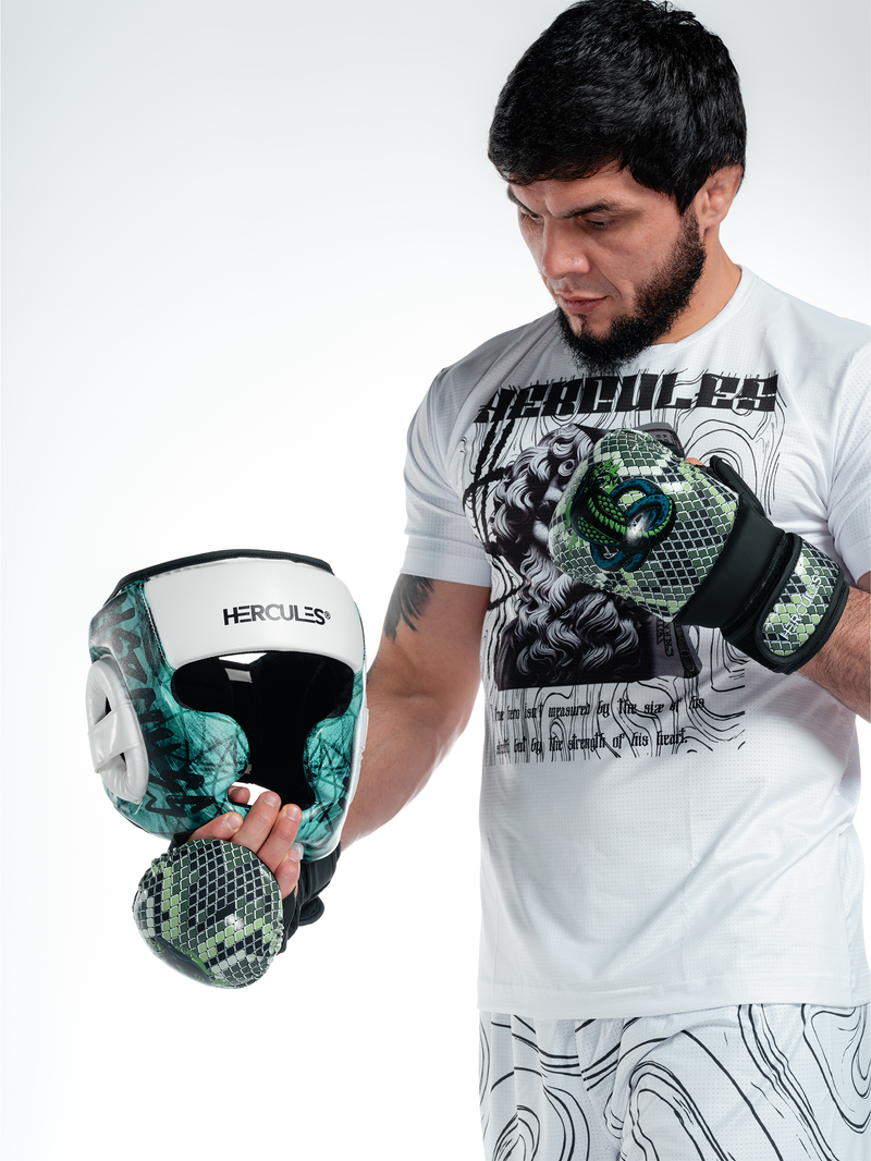 Hercules Fight Gear Kafa Koruyucu - Turkuaz Beyaz - Boks, MMA, Kickboks
