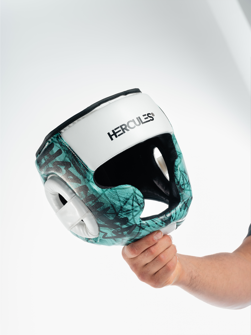 Hercules Fight Gear Kafa Koruyucu - Turkuaz Beyaz - Boks, MMA, Kickboks