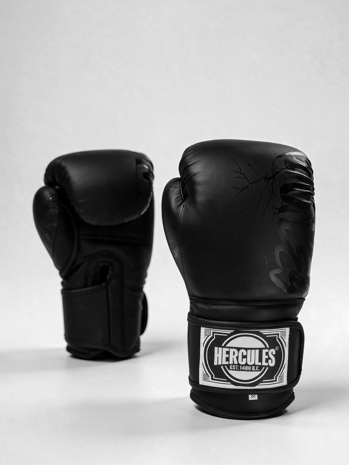 Hercules Siyah Şimşek Desenli Profesyonel Boks ve Kickboks Eldiveni