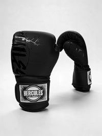 Hercules Siyah Şimşek Desenli Profesyonel Boks ve Kickboks Eldiveni