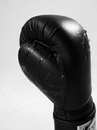 Hercules Siyah Şimşek Desenli Profesyonel Boks ve Kickboks Eldiveni
