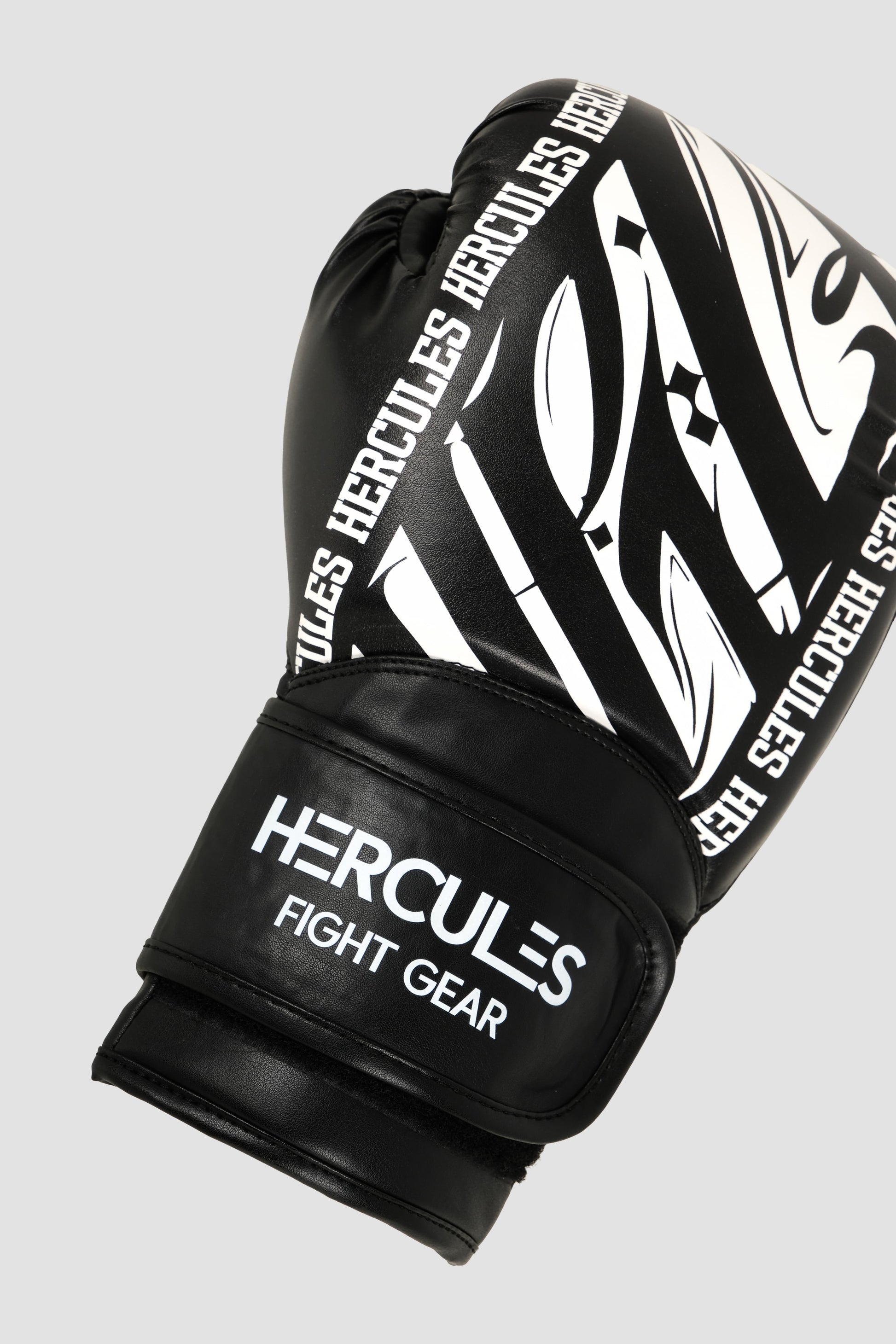 Hercules Fight Gear Desenli Siyah Beyaz Boks, Kickboks Eldiveni - Profesyonel Antrenman İçin - Hercules
