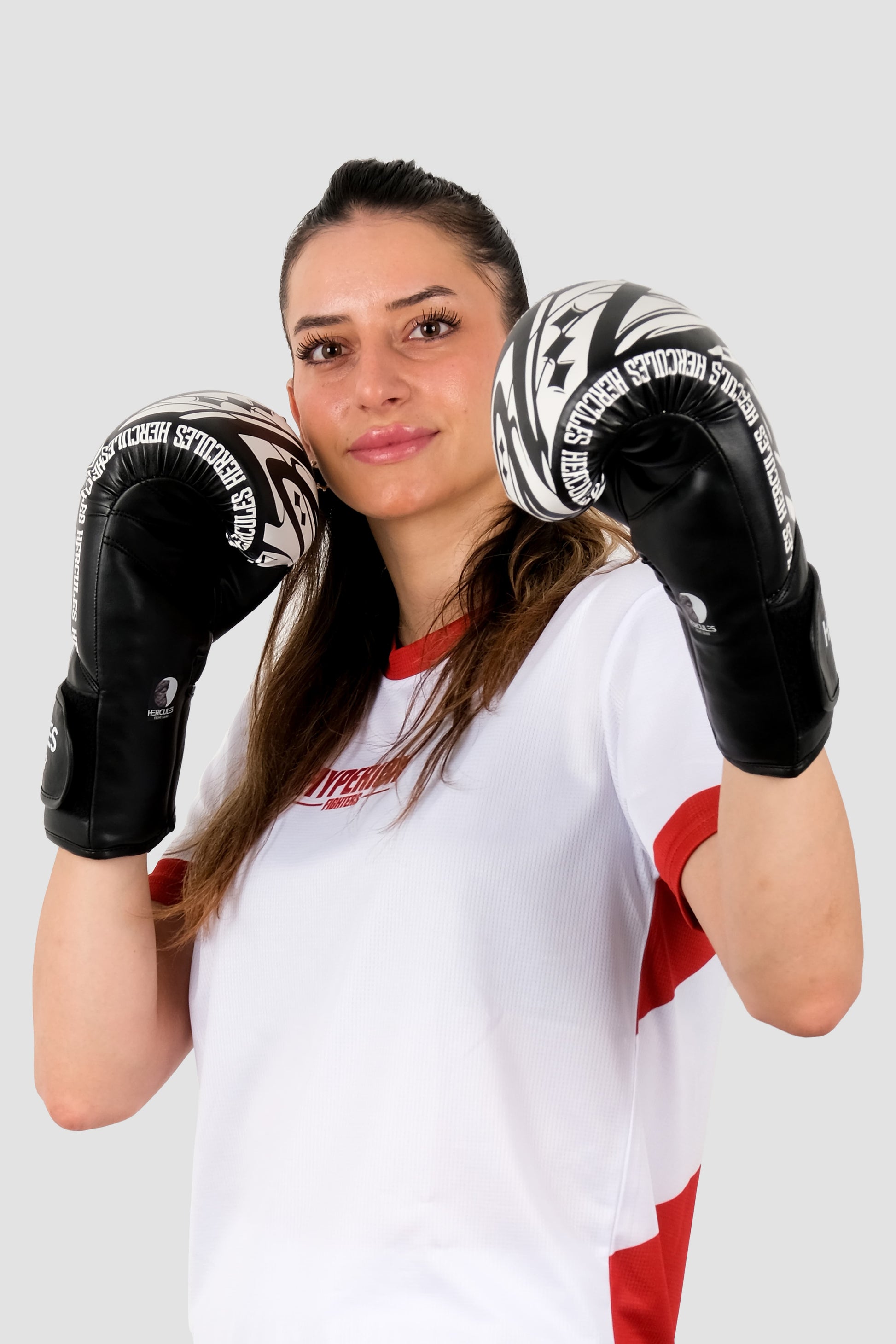 Hercules Fight Gear Desenli Siyah Beyaz Boks, Kickboks Eldiveni - Profesyonel Antrenman İçin - Hercules