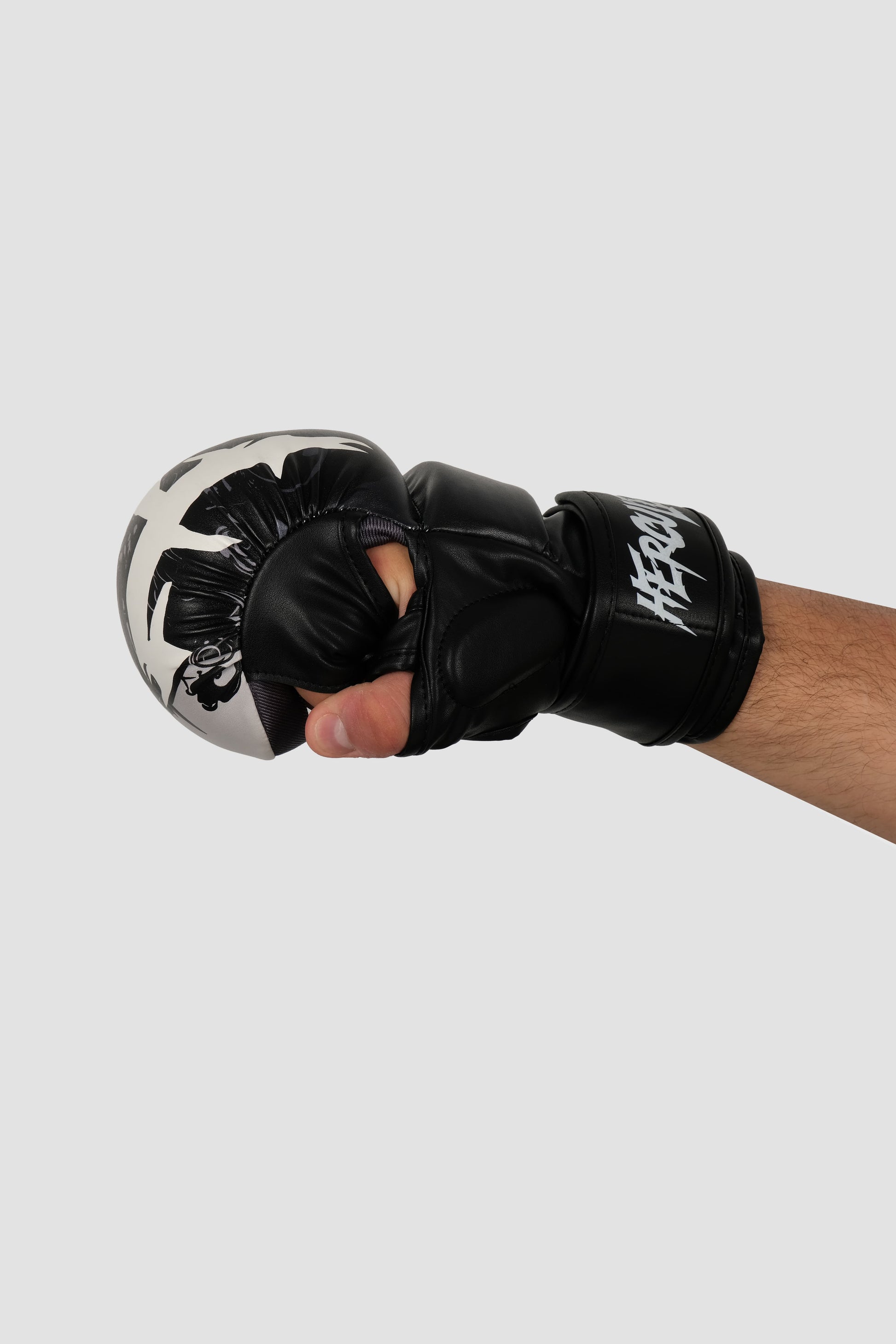 Hercules Fight Gear MMA Eldiveni - Ejderha Desenli Siyah-Beyaz - Grappling, BJJ, Cage Fighting - Hercules