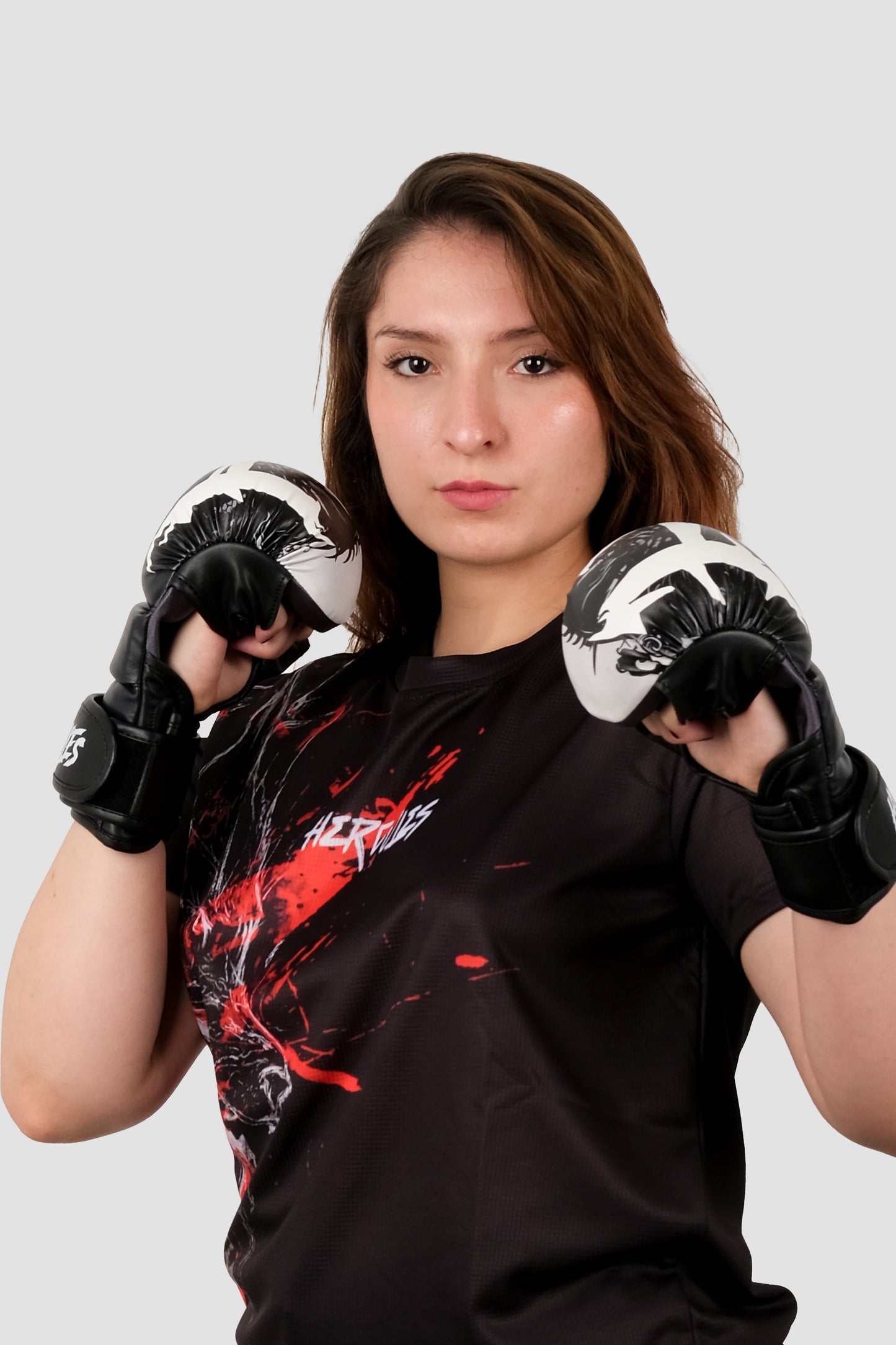Hercules Fight Gear MMA Eldiveni - Ejderha Desenli Siyah-Beyaz - Grappling, BJJ, Cage Fighting - Hercules