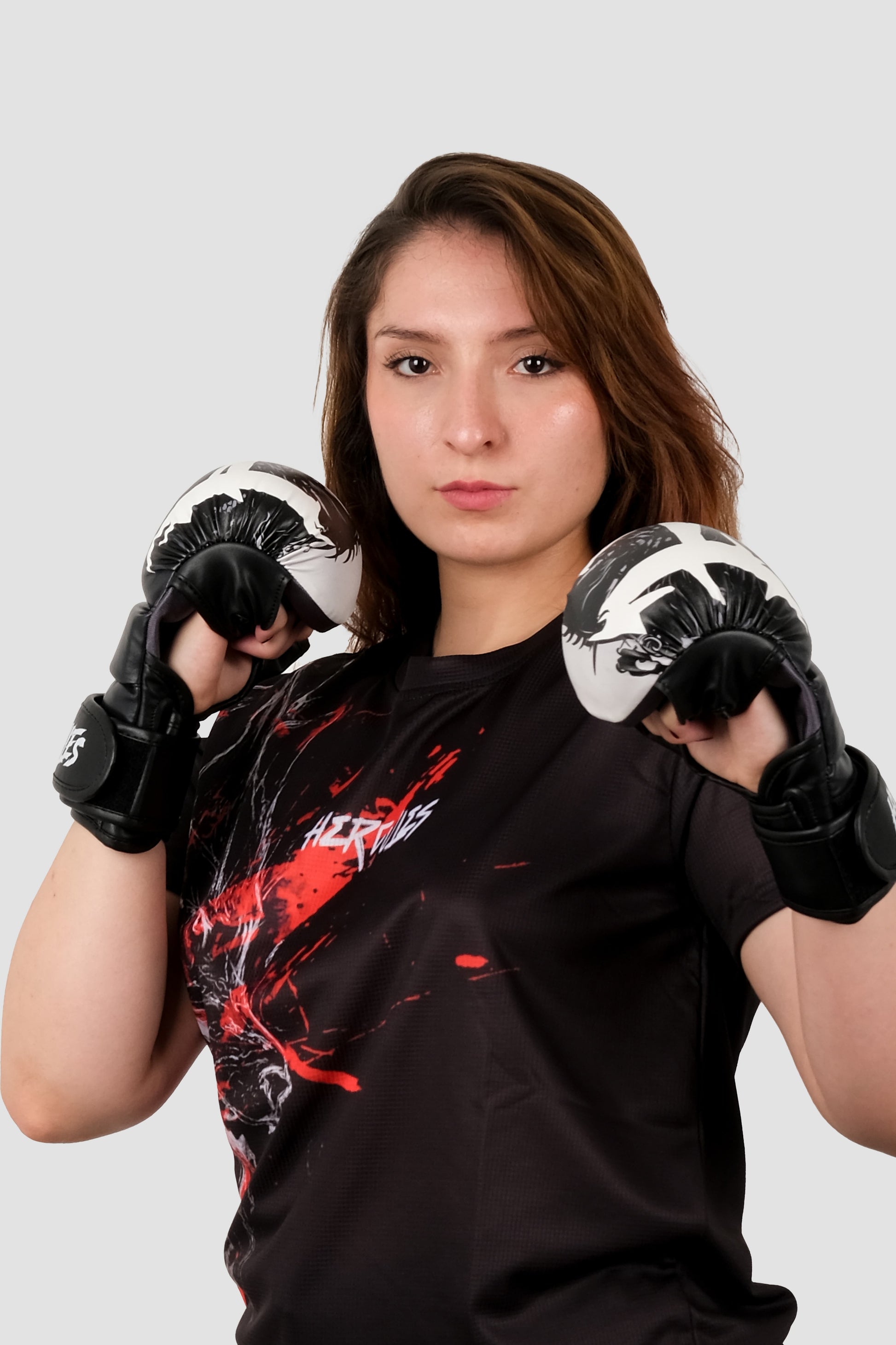 Hercules Fight Gear MMA Eldiveni - Ejderha Desenli Siyah-Beyaz - Grappling, BJJ, Cage Fighting - Hercules