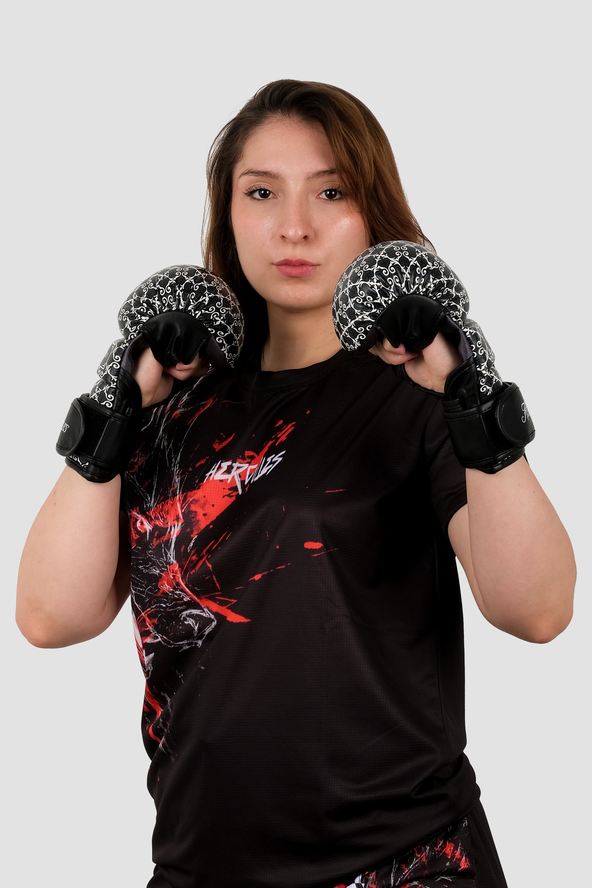 Hercules Fight Gear MMA Eldiveni - Desenli Siyah-Beyaz - Grappling, BJJ, Cage Fighting - Hercules
