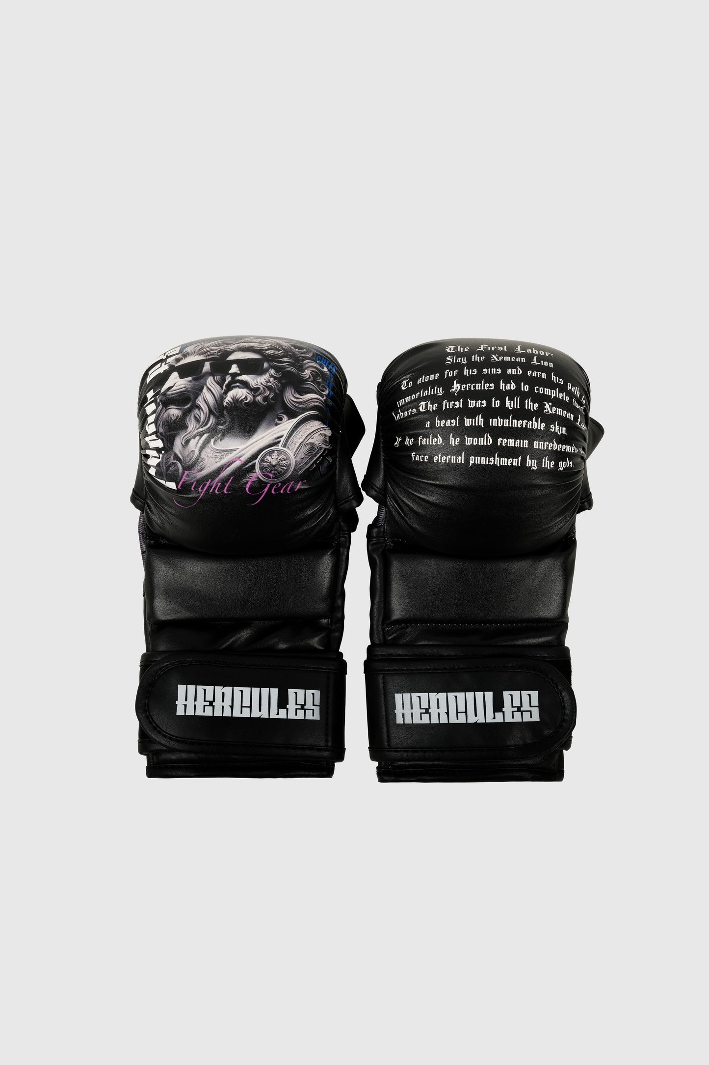 Hercules Fight Gear MMA Eldiveni - Aslan Desenli Siyah - Grappling, BJJ, Cage Fighting - Hercules