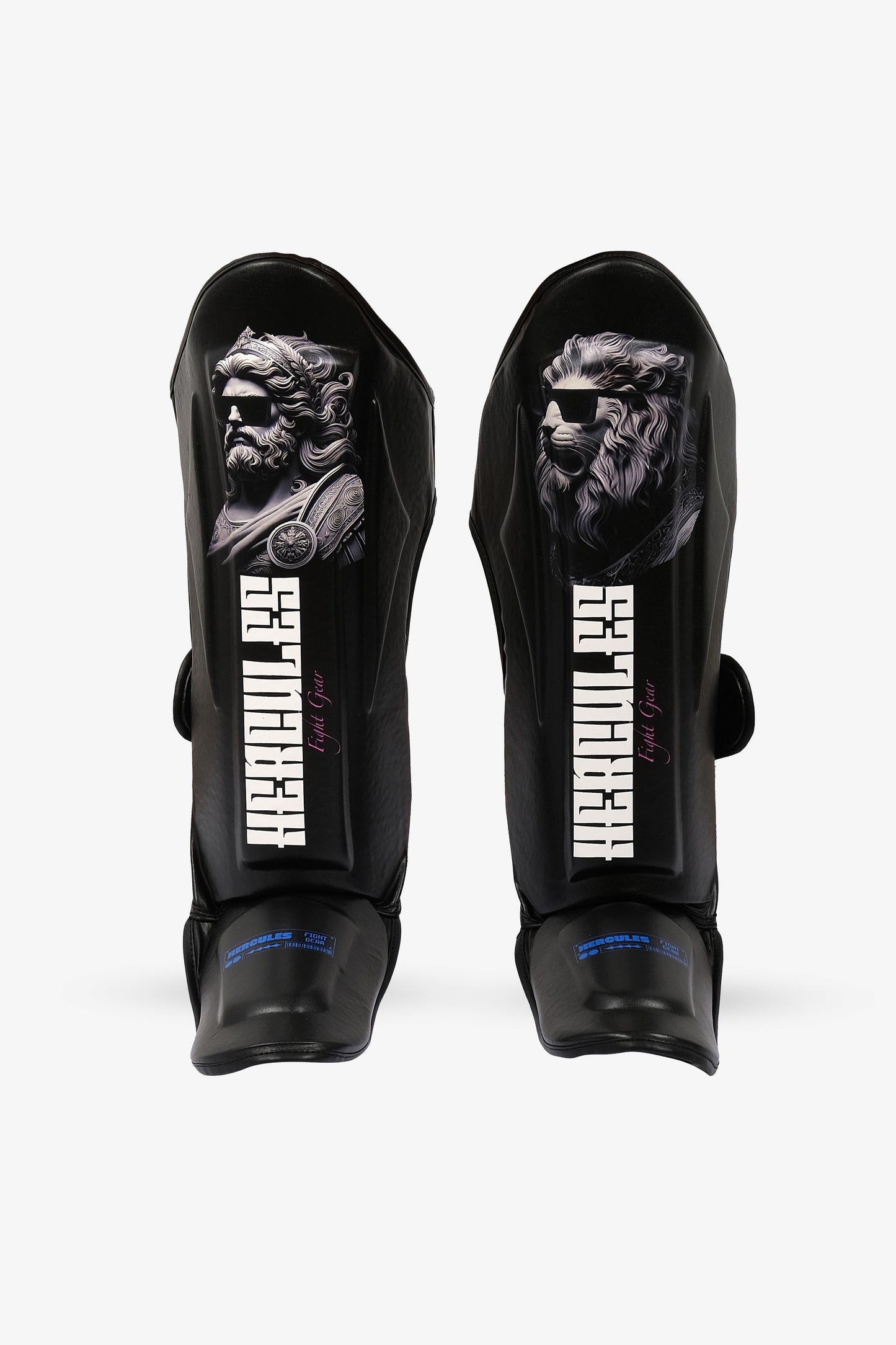 Hercules Fight Gear Kaval Koruyucu - Aslan Desenli Siyah - Kickboks, Muay Thai, Taekwondo - Hercules