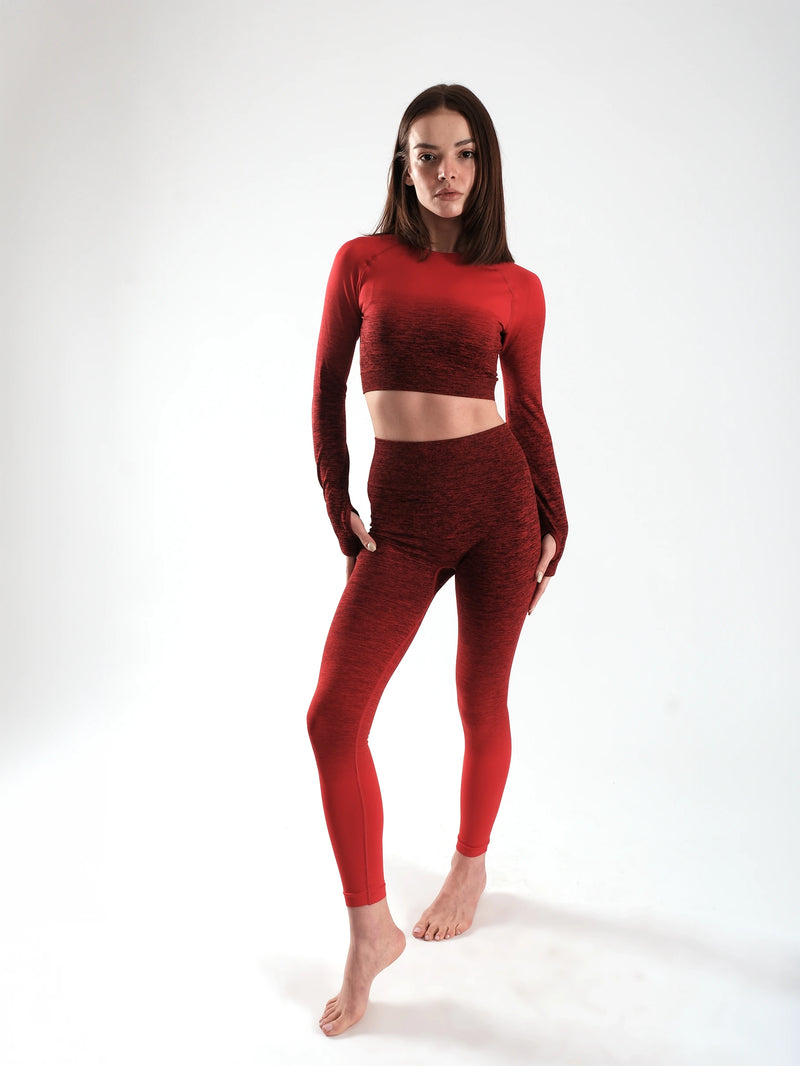Hercules Fight Gear Kırmızı Kadın Spor Takımı | Tayt & Crop