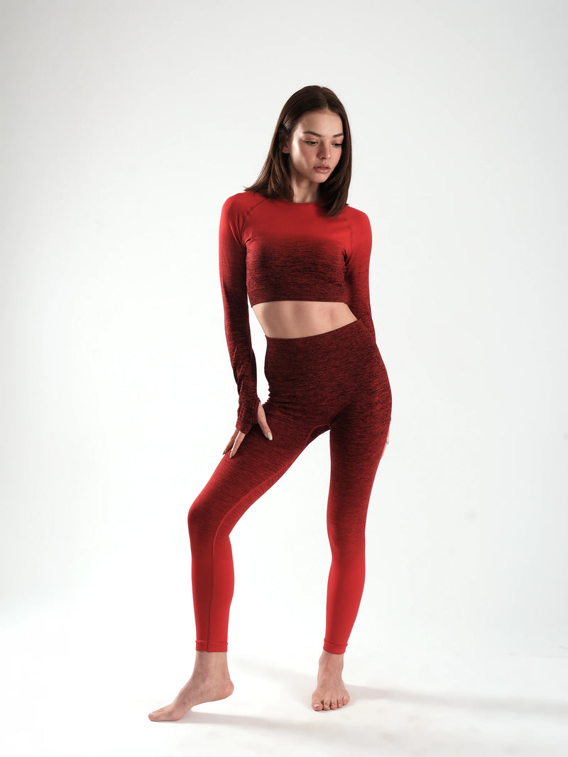 Hercules Fight Gear Kırmızı Kadın Spor Takımı | Tayt & Crop
