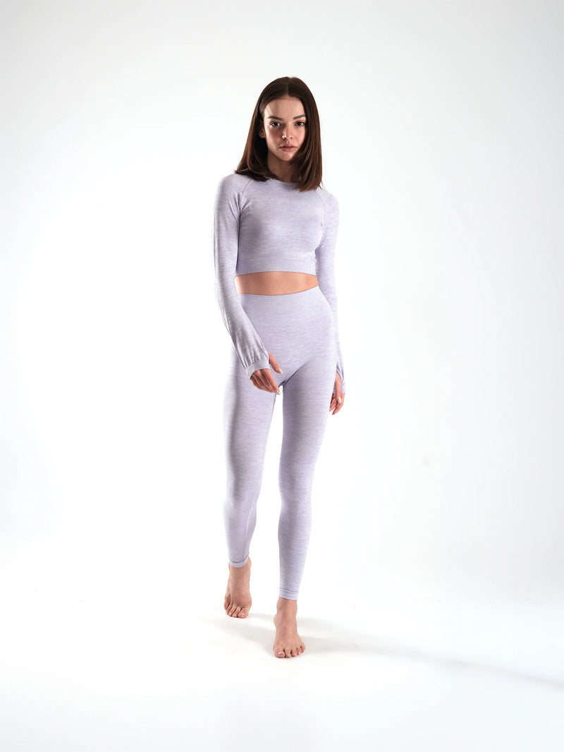 Hercules Fight Gear Lila Dikişsiz Kadın Spor Takımı | Tayt & Crop