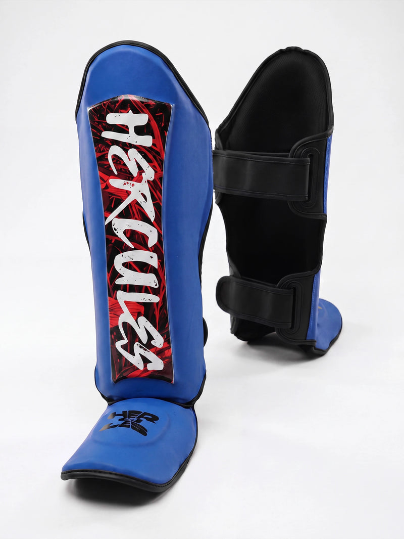 Hercules Mavi - Kırmızı Desenli Kaval Koruyucu | Shin Guard
