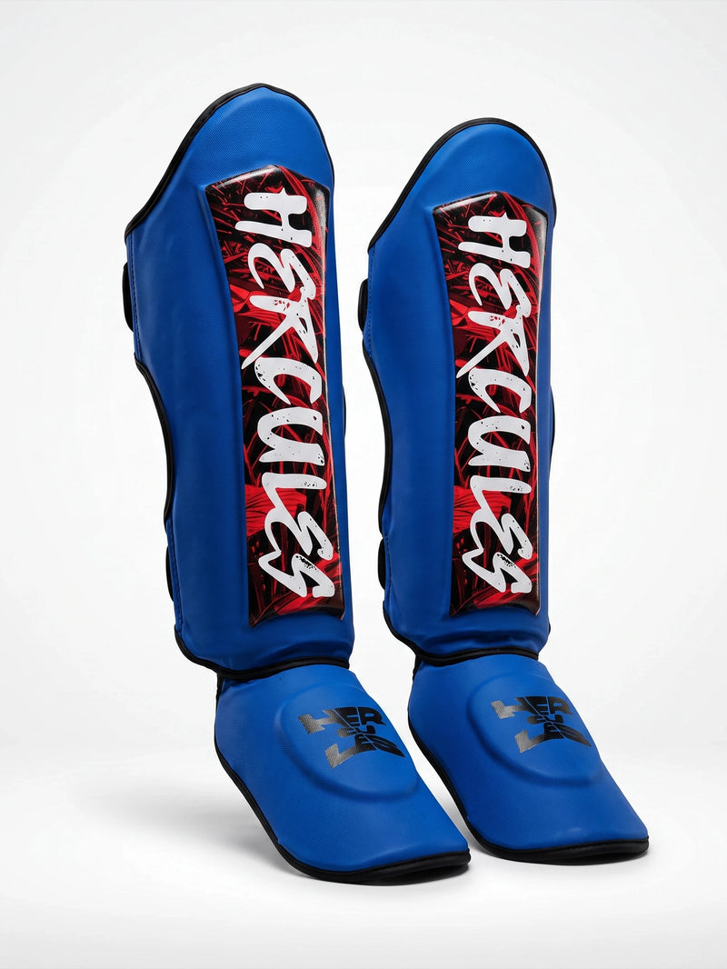 Hercules Mavi - Kırmızı Desenli Kaval Koruyucu | Shin Guard