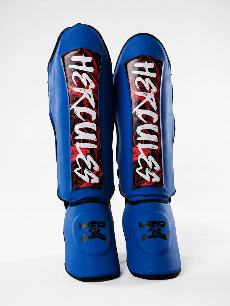 Hercules Mavi - Kırmızı Desenli Kaval Koruyucu | Shin Guard