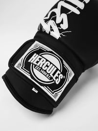 Hercules Siyah - Beyaz Şimşek Desenli Profesyonel Boks ve Kickboks Eldiveni