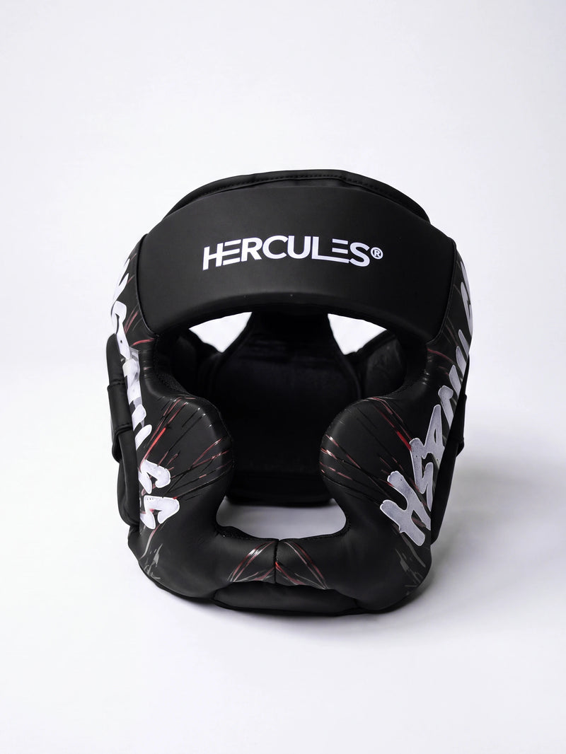 Hercules Fight Gear Kafa Koruyucu - Siyah Kırmızı 2 - Boks, MMA, Kickboks