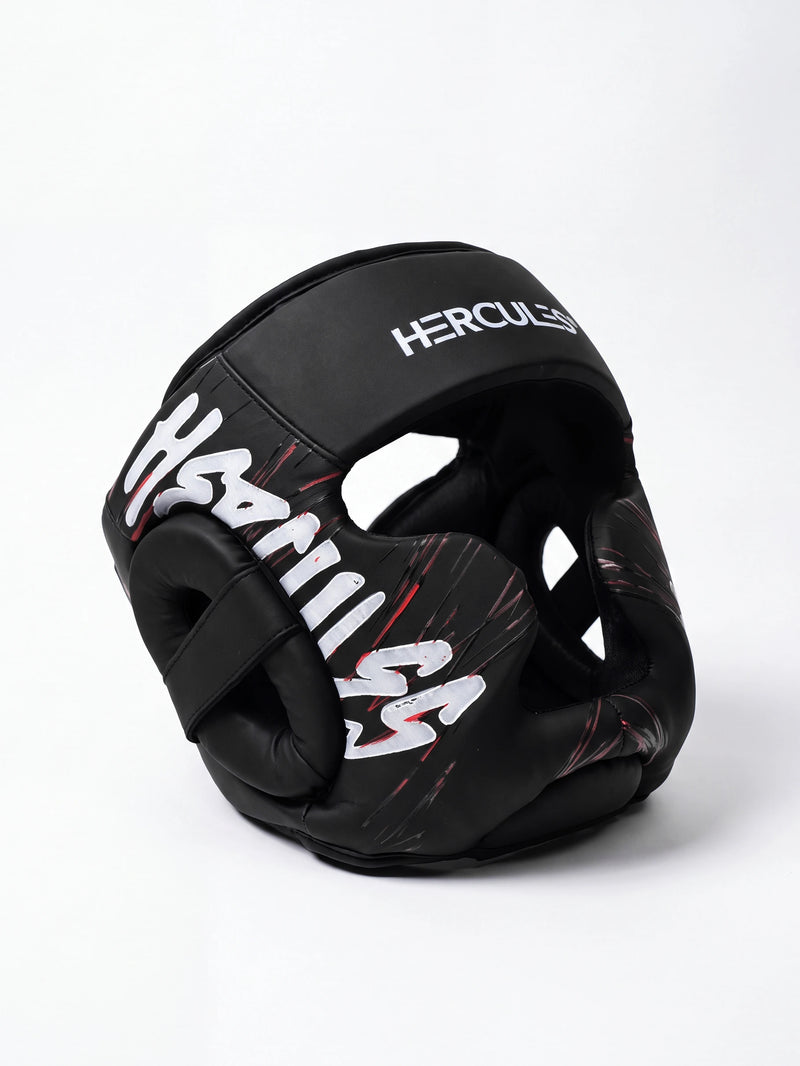 Hercules Fight Gear Kafa Koruyucu - Siyah Kırmızı 2 - Boks, MMA, Kickboks